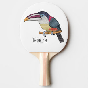 Raquete De Ping Pong Ilustração de desenho animado de aves do caracari