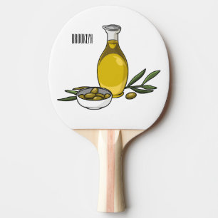 Raquete De Ping Pong Ilustração de desenho animado de azeite