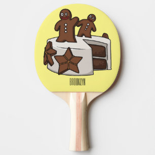 Raquete De Ping Pong Ilustração de desenho animado de bolo de gengibre