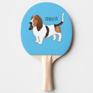 Raquete De Ping Pong Ilustração de desenho animado de cão de cão de cão