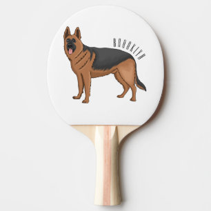 Raquete De Ping Pong ilustração de desenho animado de cão german shephe