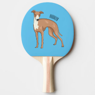 Raquete De Ping Pong Ilustração de desenho animado de cão Greyhound