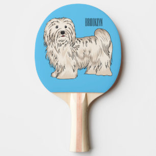 Raquete De Ping Pong Ilustração de desenho animado de cão Havanês