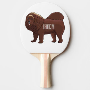 Raquete De Ping Pong Ilustração de desenho animado de cão Mastiff Tibet