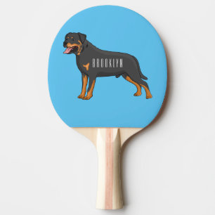 Raquete De Ping Pong Ilustração de desenho animado de cão rottweiler