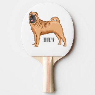 Raquete De Ping Pong Ilustração de desenho animado de cão Shar-Pei chin