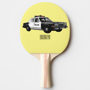 Raquete De Ping Pong Ilustração de desenho animado de carro da polícia