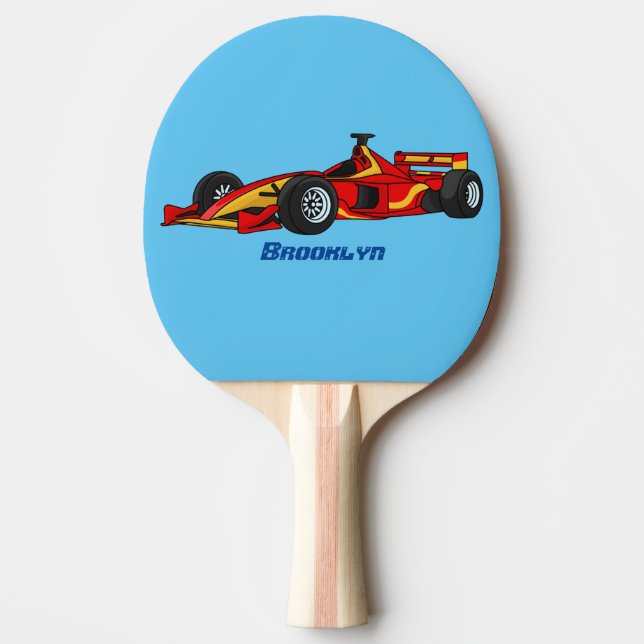 Raquete De Ping Pong Ilustração de desenho animado de carros de alta ve (Frente)