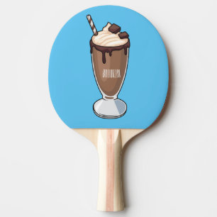 Raquete De Ping Pong Ilustração de desenho animado de Chocolate Milksha