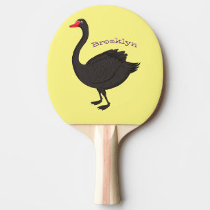 Raquete De Ping Pong Ilustração de desenho animado de cisne preto