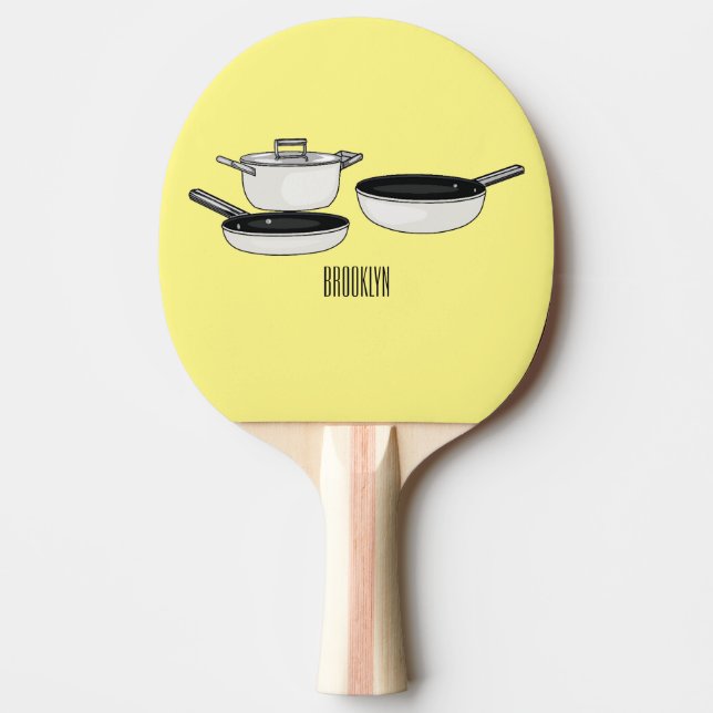 Raquete De Ping Pong Ilustração de desenho animado de conjuntos de cook (Frente)