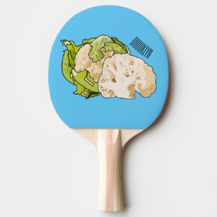 Raquete De Ping Pong Ilustração de desenho animado de couve-flor