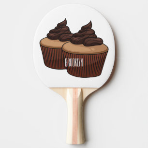 Raquete De Ping Pong ilustração de desenho animado de cupcake