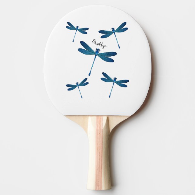 Raquete De Ping Pong Ilustração de desenho animado de Dragonfly (Frente)