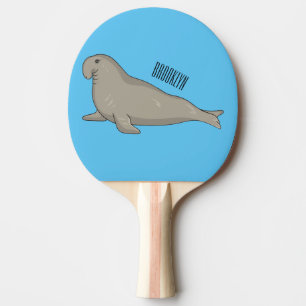 Raquete De Ping Pong Ilustração de desenho animado de elefante-marinho