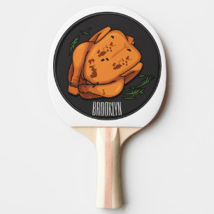 Raquete De Ping Pong Ilustração de desenho animado de frango assado