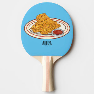 Raquete De Ping Pong Ilustração de desenho animado de frango desidratad