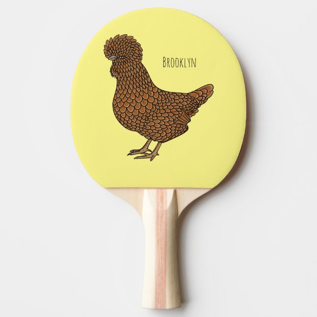 Raquete De Ping Pong Ilustração de desenho animado de frango polado Cha (Frente)