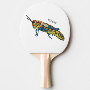 Raquete De Ping Pong Ilustração de desenho animado de gafanhoto de vara