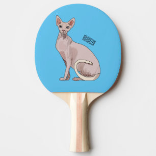 Raquete De Ping Pong ilustração de desenho animado de gato Sphynx