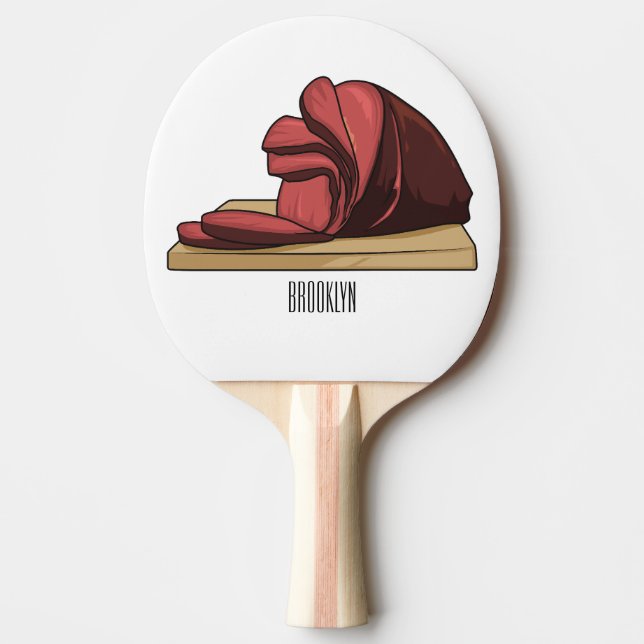 Raquete De Ping Pong Ilustração de desenho animado de Ham (Frente)