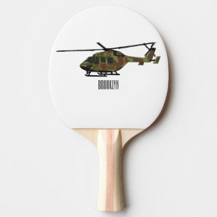 Raquete De Ping Pong Ilustração de desenho animado de helicóptero do ex