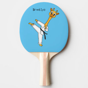 Raquete De Ping Pong Ilustração de desenho animado de Kung Fu girafa