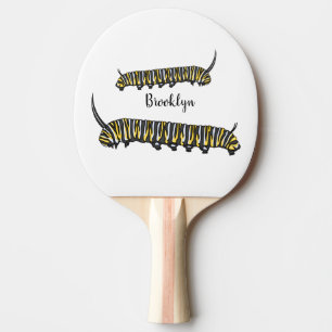 Raquete De Ping Pong ilustração de desenho animado de lagarta monarca