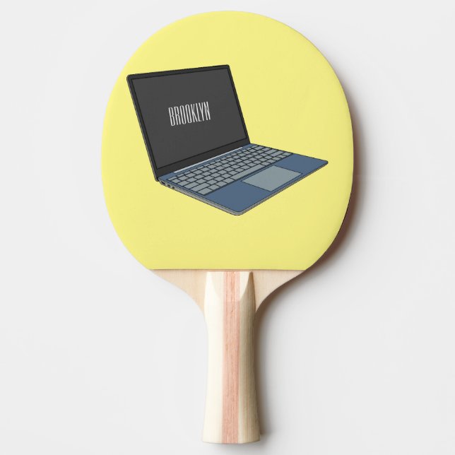 Raquete De Ping Pong ilustração de desenho animado de laptop (Frente)
