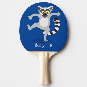 Raquete De Ping Pong Ilustração de desenho animado de lêmur de cauda de