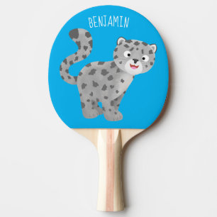 Raquete De Ping Pong Ilustração de desenho animado de leopardo-da-neve
