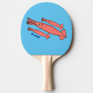 Raquete De Ping Pong Ilustração de desenho animado de lula feliz rosa