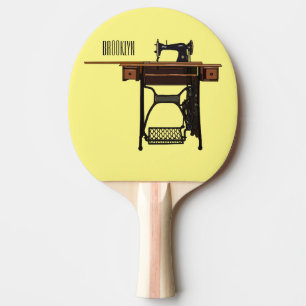 Raquete De Ping Pong Ilustração de desenho animado de máquina de costur