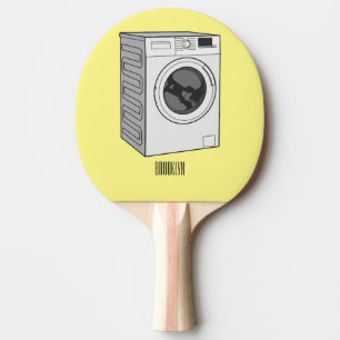 Raquete De Ping Pong Ilustração de desenho animado de máquina de lavar