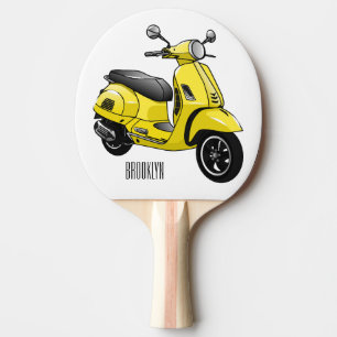 Raquete De Ping Pong Ilustração de desenho animado de motocicleta