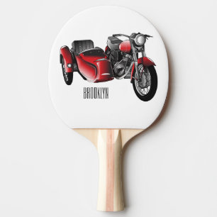 Raquete De Ping Pong Ilustração de desenho animado de motociclo Sidecar