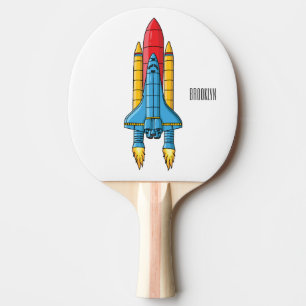 Raquete De Ping Pong Ilustração de desenho animado de navio-foguete