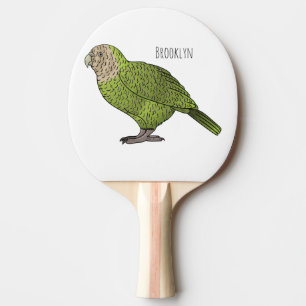 Raquete De Ping Pong Ilustração de desenho animado de pássaro Kakapo