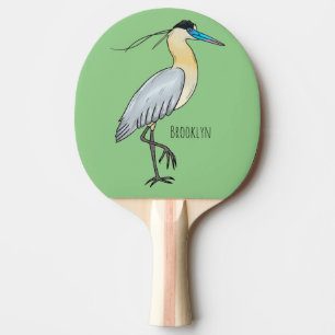 Raquete De Ping Pong Ilustração de desenho animado de pássaros com lege