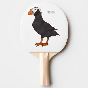 Raquete De Ping Pong Ilustração de desenho animado de pássaros puffin t