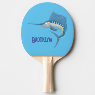 Raquete De Ping Pong Ilustração de desenho animado de peixe-espada