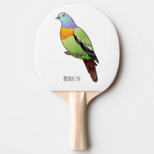 Raquete De Ping Pong Ilustração de desenho animado de pombo verde de pe