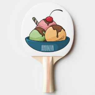 Raquete De Ping Pong ilustração de desenho animado de sorvete