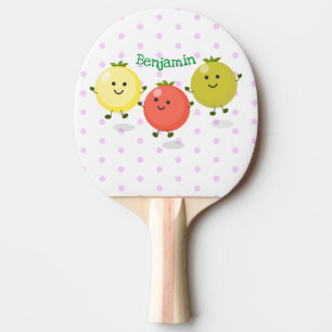 Raquete De Ping Pong Ilustração de desenho animado de tomate de cerej