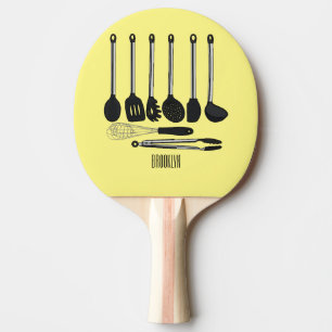 Raquete De Ping Pong Ilustração de desenho animado de utensílios de coz