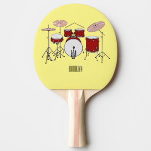Raquete De Ping Pong Ilustração de desenho animado do kit de tambor