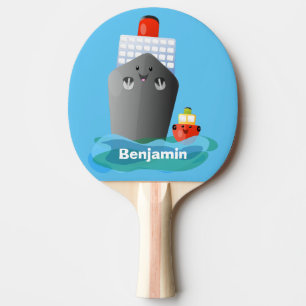 Raquete De Ping Pong Ilustração de desenho animado do navio de linha do