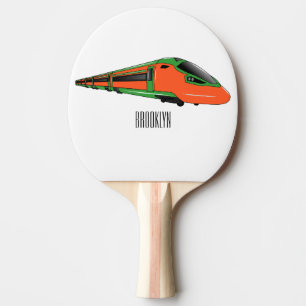 Raquete De Ping Pong Ilustração de desenho animado do trem de bala