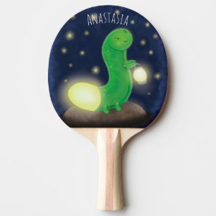 Raquete De Ping Pong Ilustração de desenho animado do verme verde-cla