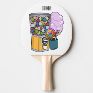 Raquete De Ping Pong Ilustração de desenho animado doce